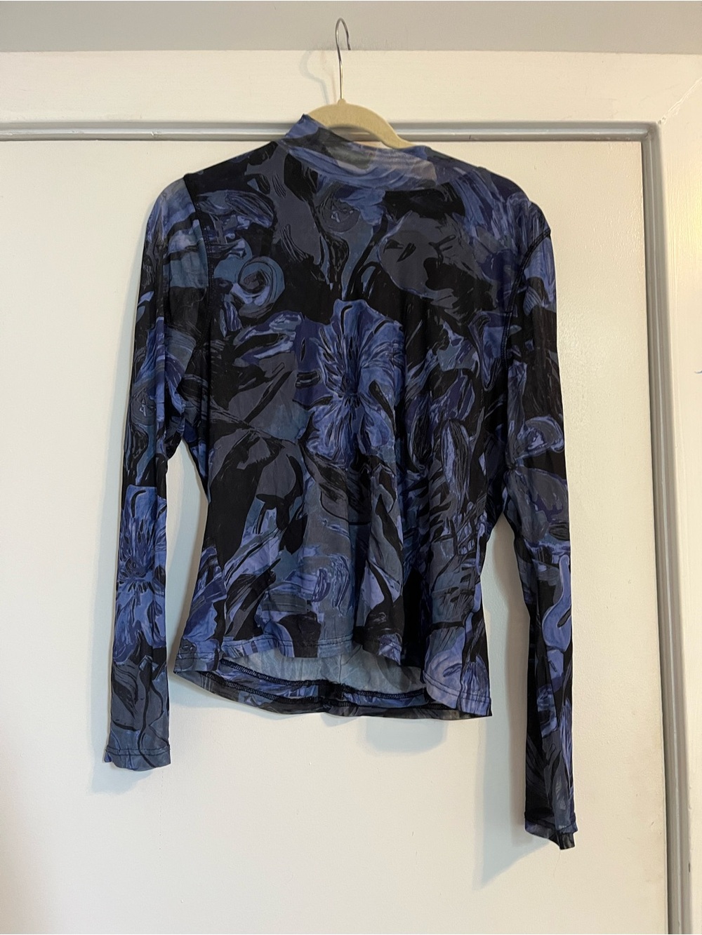 Prabal Gurung long sleeve mesh purple blue black top XXL - Picture 2 of 10